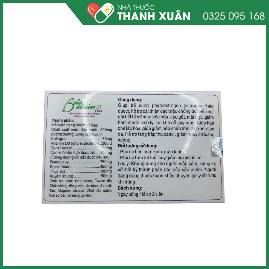 Bảo Xuân 50+ giúp cải thiện các triệu chứng do thiếu hụt nội tiết tố nữ